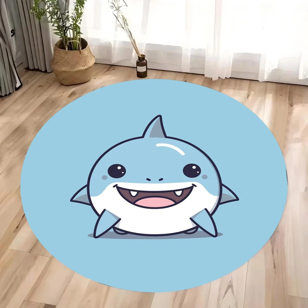 

Cartoon Cute Shark Round Printed Carpet Anti Slip Floor Mat for Children's Play Area Bedside Rug in Children's Room Decoration