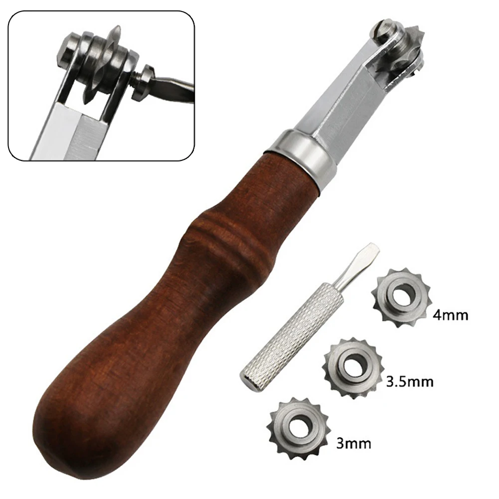 Spacing Wheel Leather Craft Kit Handle Screwdriver Wood + Alloy 1 Set 2.6cm/1.03\\\