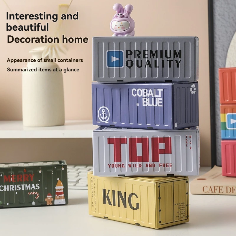 Container Mini Iron Box Small Container Model Storage Box Creative Desktop Ornament Storage Rack Multi i Functional Metal Box