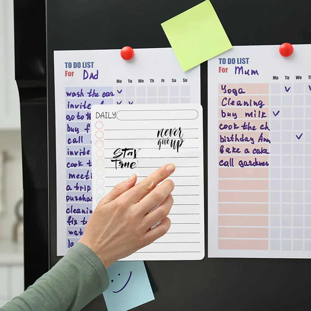 

3Pcs Clear Acrylic Plan for Fridge Magnetic Dry Erase Board Reusable Refrigerator Message Board Smooth Surface Daily Planner