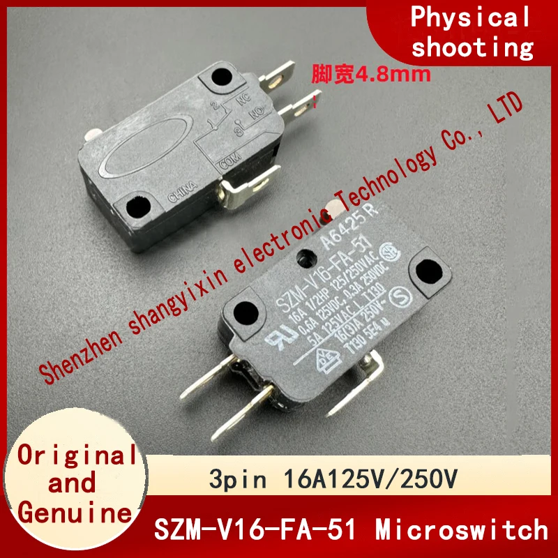 

Микропереключатель SZM-V16-FA-51, 3-контактный, для больших токов, 16А, 125/250В, кнопка включения для плиты