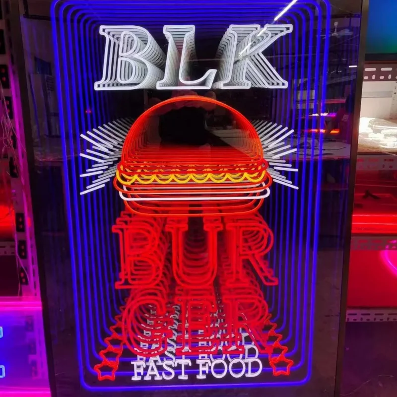 

Custom , Drop ship Modern LED Illusion Mirror Neon Sign Led Lights Custom waterproof high quality