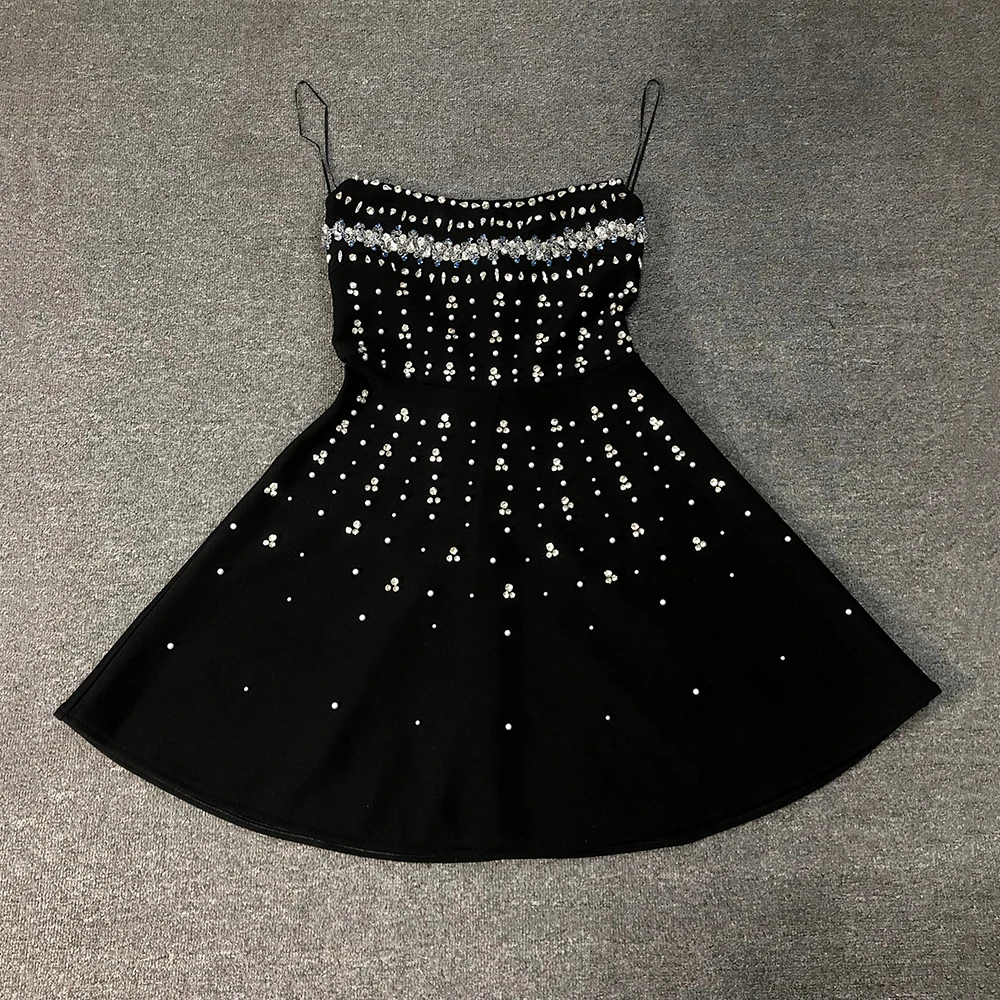 Europese en Amerikaanse zware industrie diamanten versierde sexy strapless taille-aansluitende elegante jurk, avondjurk voor dames, bandagejurk