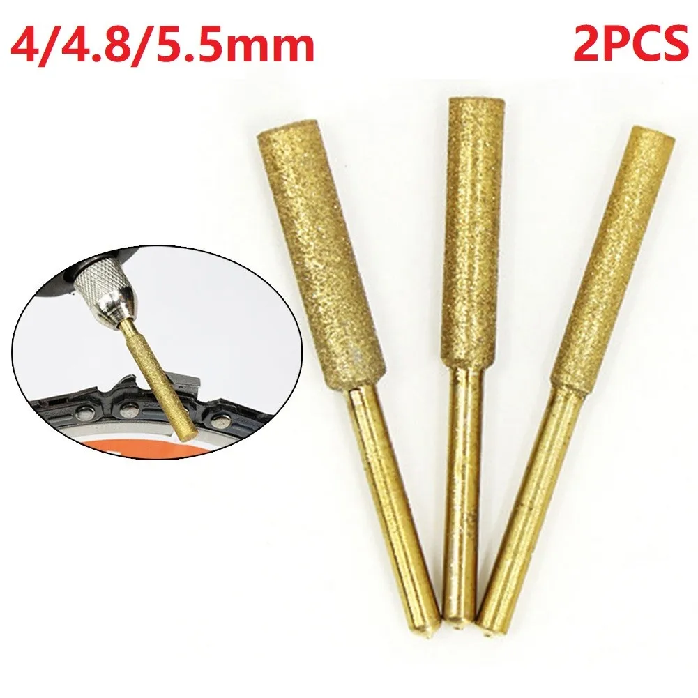 Tools Accessories For Carpentry In Wood Polish Diamond Chainsaw Sharpener Burr 4/4.8/5.5mm Grinder Chain Saw Drill Carving 2Pcs