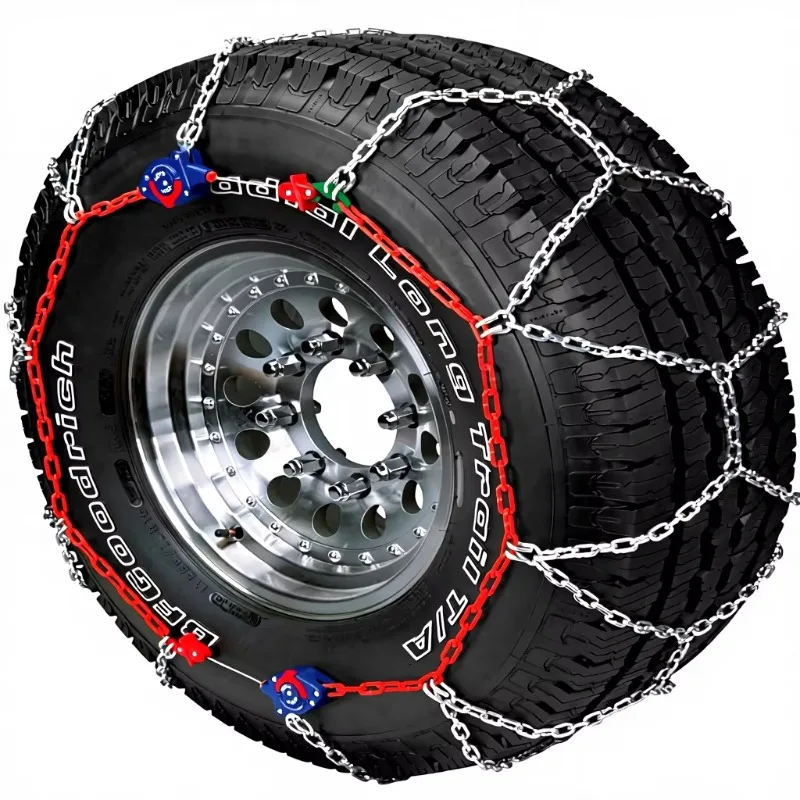 

Цепи противоскольжения из легкосплавной стали, серебристо-красные, 295 мм, для легких грузовиков/внедорожников, комплект из 2 штук