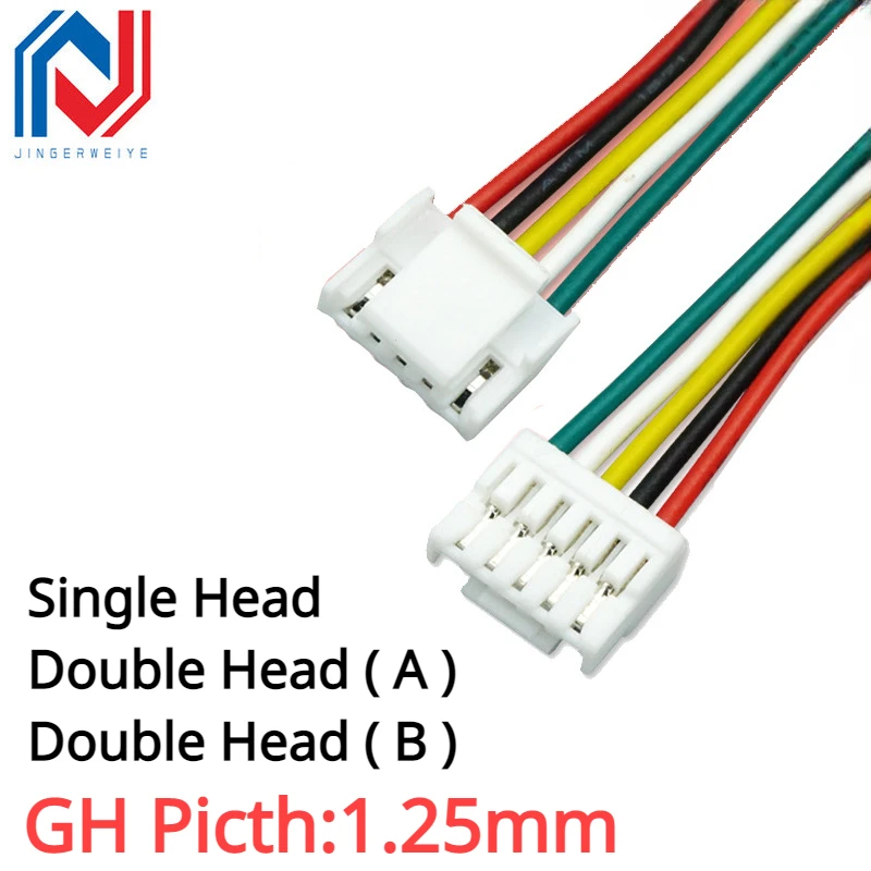 10PCS/lot GH1.25 1.25mm Female Connector Terminal Cable 15cm 1.25 Connector witch lock 2p 3p 4p 5p 6p 7P 8P Single Double Head