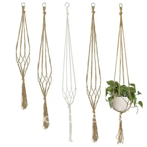 

90/105/122cm Macrame Plant Hanger Baskets Flower Pots Holder Balcony Hanging Decor Knotted Lifting Rope Home Garden Supplies