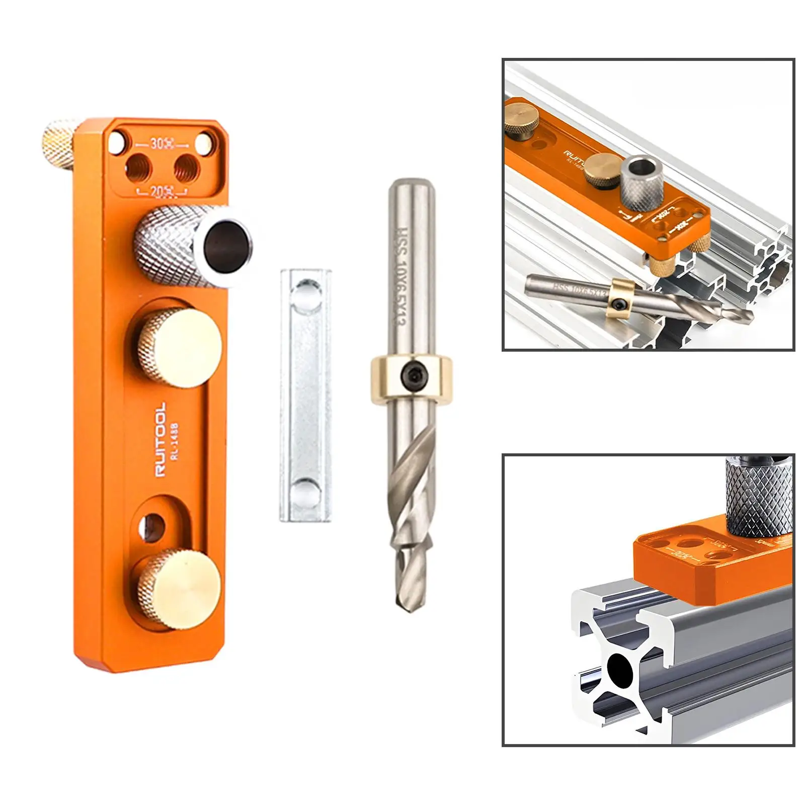 Aluminum Profile Drill Guide Set Kit Practical Auxiliary DIY Tool Woodworking Tools Premium Positioning Single Hole Punching Jig