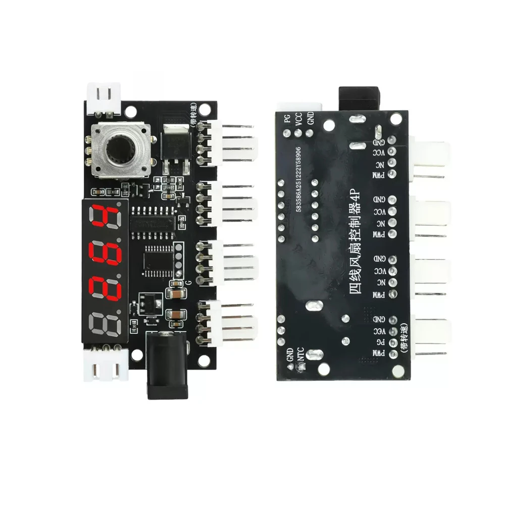 

5-30V 5A 4-Channel PWM Fan Speed Controller Smart Temperature Control With Temperature/RPM Display and 10K NTC Temperature Probe