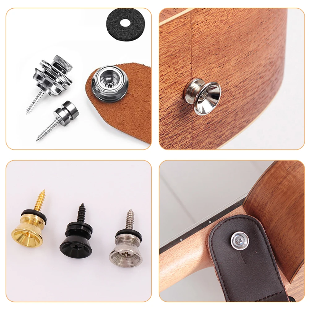 

6 Pcs Guitar Metal Buttons Strap Buckle Nail Locking Accessories Bass Locks Alloy Acoustic