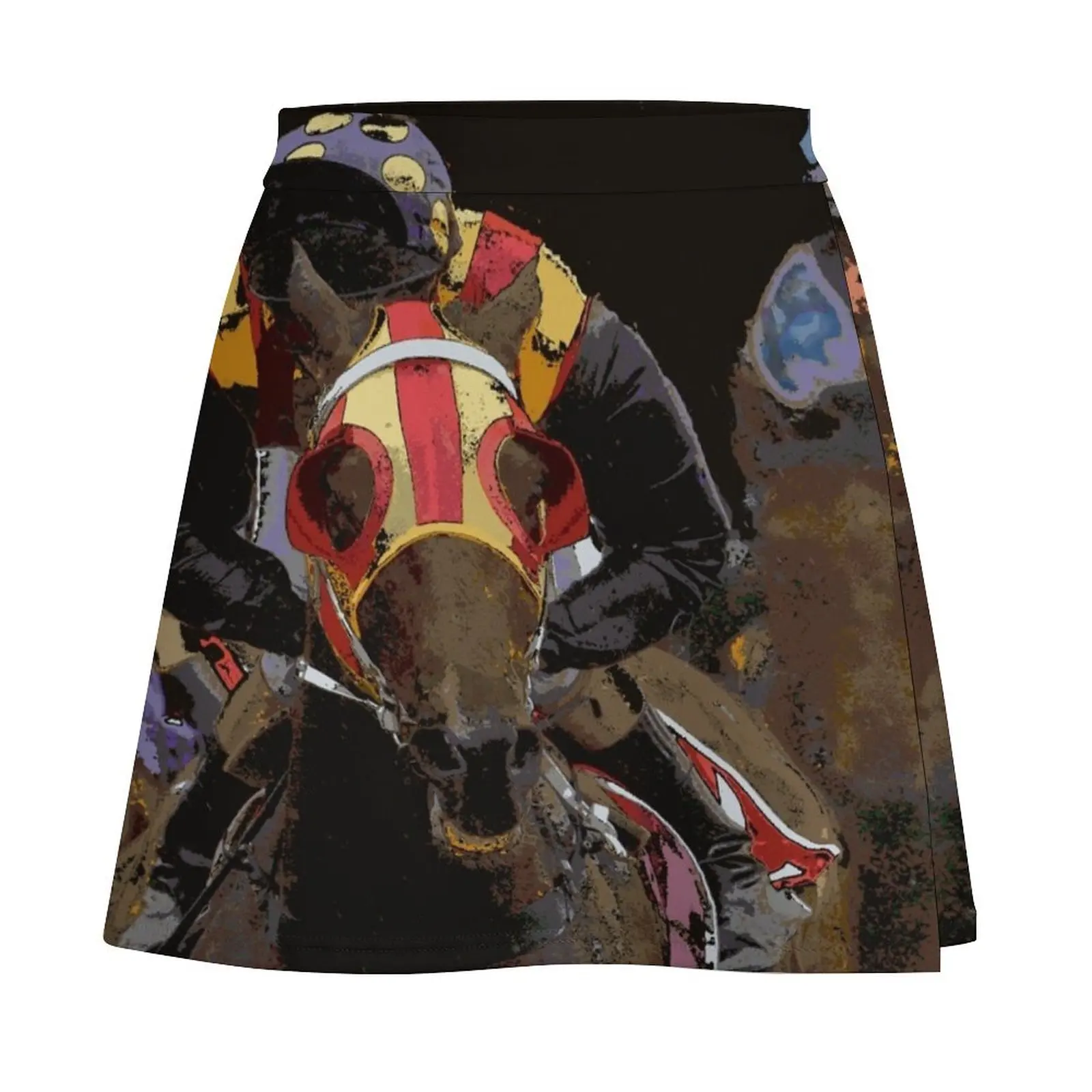 Horse Racing on a Film Strip Mini Skirt korean luxury clothing Clothing female