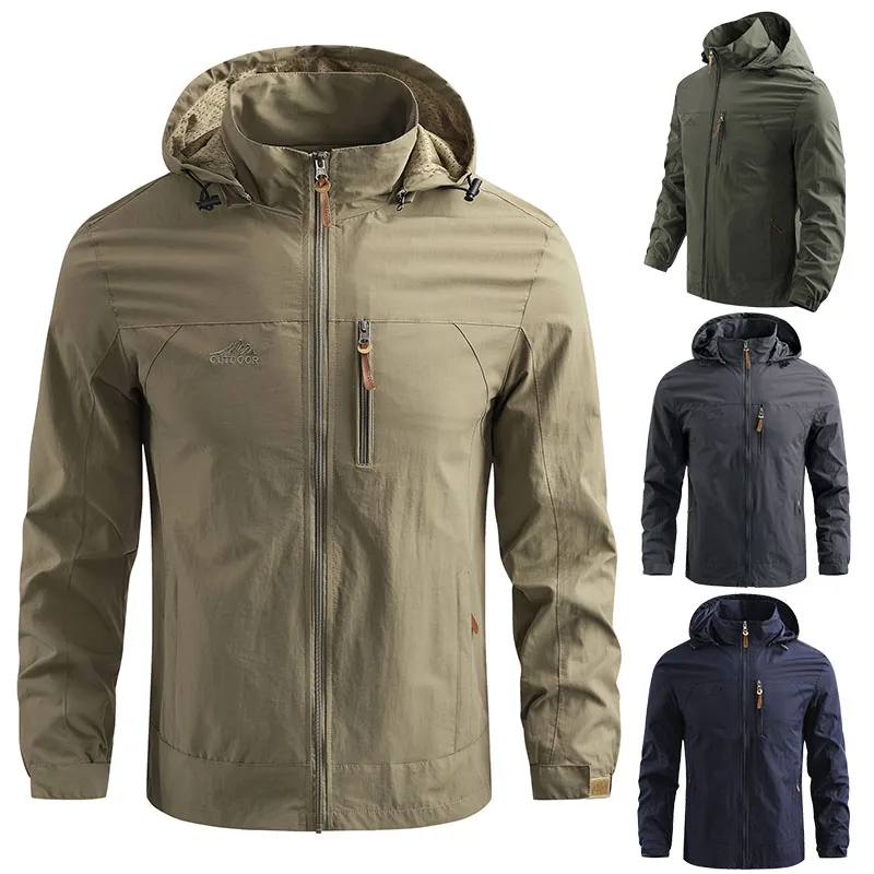 Chaqueta de senderismo de concha suave para hombre, cortavientos táctico a prueba de viento con múltiples bolsillos para exteriores, Camping,