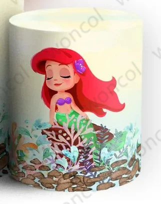 Disney Ariel Round Backdrop Baby Birthday Baby Shower Backdrop Undersea Little Mermaid Round Cylinder Cover Party Decor Prop