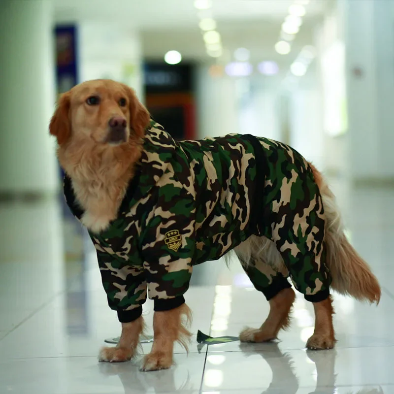 Camouflage Dog Clothes Winter Warm Chic jumpsuit Hoodie Golden retriever dog coat jacket for Large Dogs ropa perro invierno