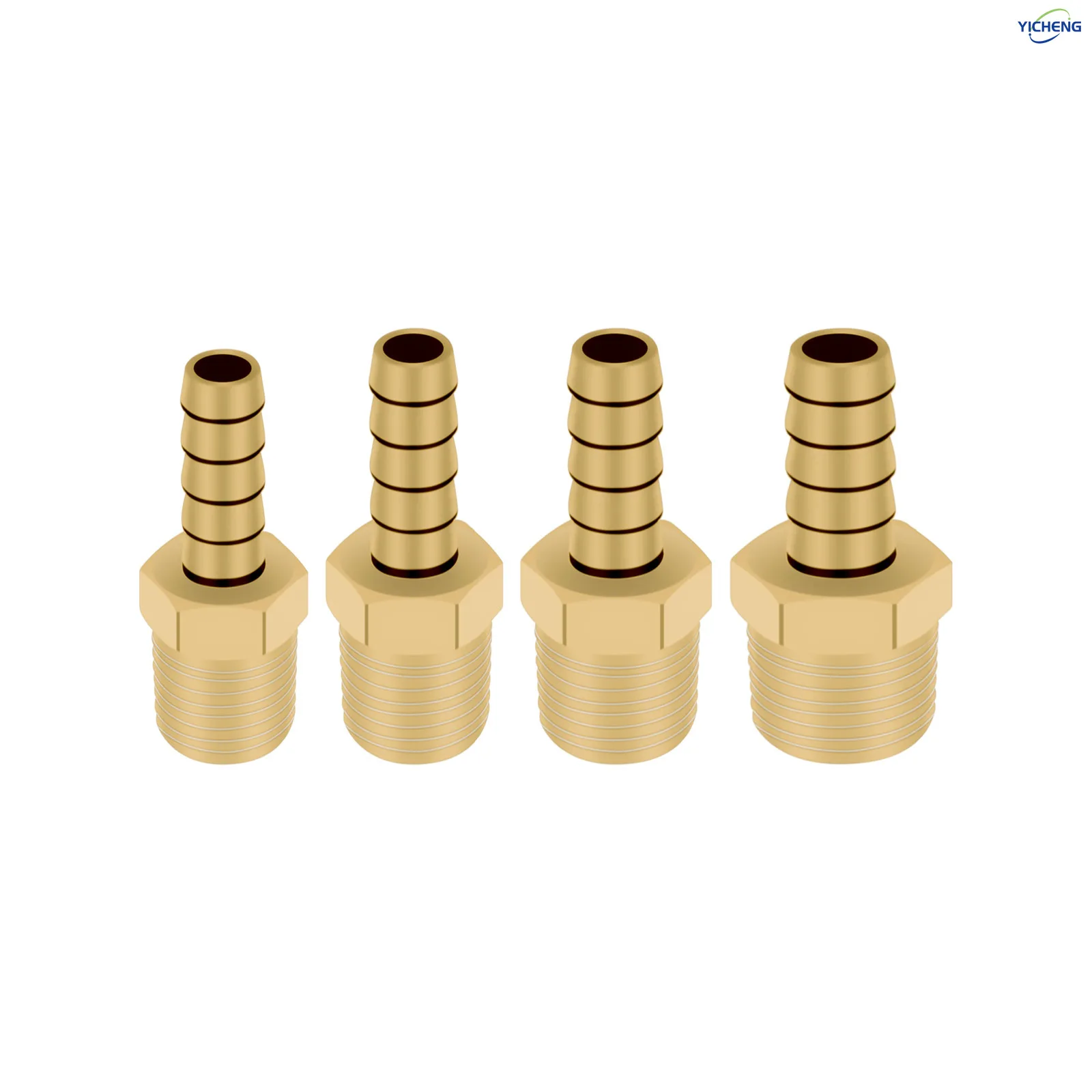 

YICHENG PNEUMATIC OD 6mm-12mm Brass Hose Barb Fitting to 1/4" Male Adapter （Pack of 5）Comes with 5 Hose Clamp