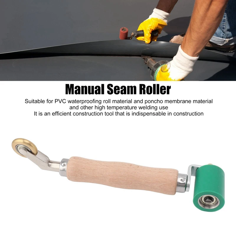 40mm Wallpaper Roller Seam Roller Steel, Wood Handle Silicone Seam Roller Dual Use Brass Wheel for PVC Welding B image 5