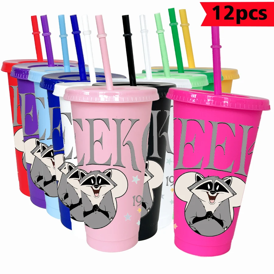 

12Pcs/pack Disney raccoon bow 26oz colorful plastic tumbler birthday party drinking utensils juice coffee cup