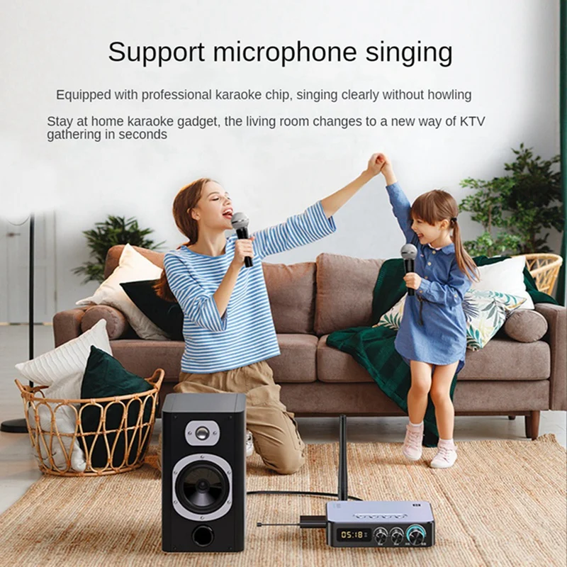 NFC Digital Display Bluetooth Adapter Bluetooth 5.1 Audio Receiver Transmitter FM Radio Singing 4 In 1 NFC Audio Adapter