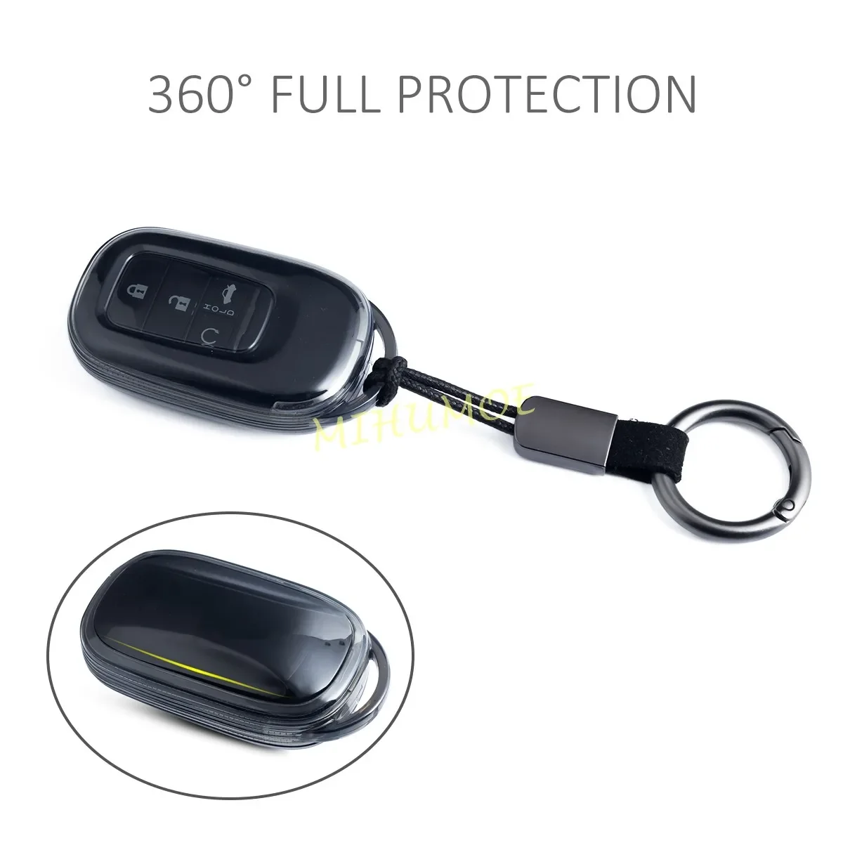 Black Transparent Car Key Fob Case Cover Keychain For Honda Civic 11th Accord CR-V HR-V Pilot Vezel ZR-V 2023-2026 Accessories