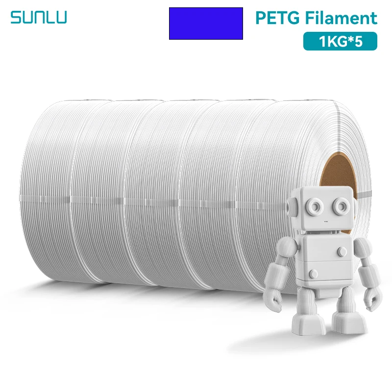 SUNLU 5KG PETG/Hoge snelheid mat PETG-filament 1,75 mm 1KG zonder lade 3D-printerfilament voor 3D-printer, Refll-filament