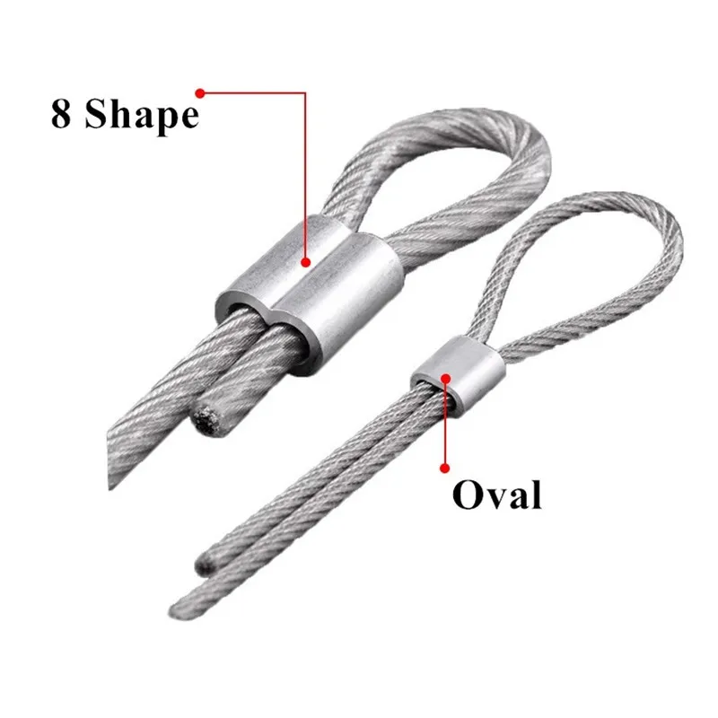 100/500/1000/10000Pcs 8 Oval Shape Aluminum Sleeves Wire Rope Swage Clips Barrel Fitting Cable Crimping Ties Barrel Fitting