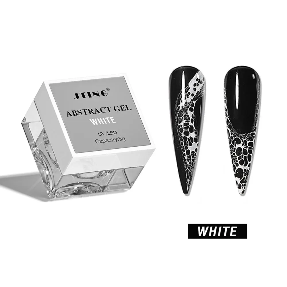 5ml Professional  Black White Lace Gel Nail Polish Hole Grid Effect Magic Wave Gel Nail Polish Nail Art Soak off UV/LED Nail Gel