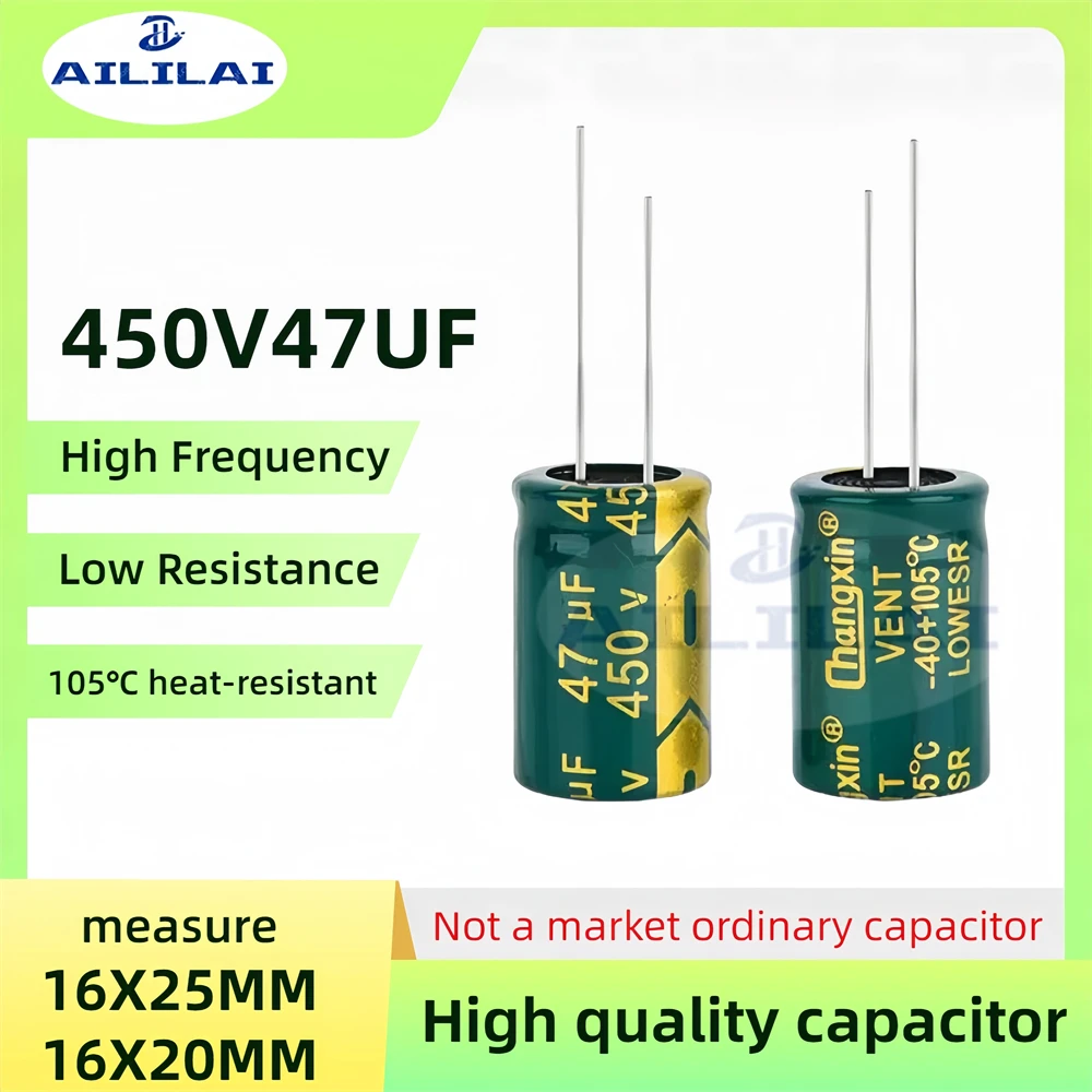 오리지널 저 ESR/임피던스 고주파 알루미늄 전해 캐패시터, 450v47uf, 450V, 47UF, 450V47F, 크기 16X20, 16x25MM, 5 개