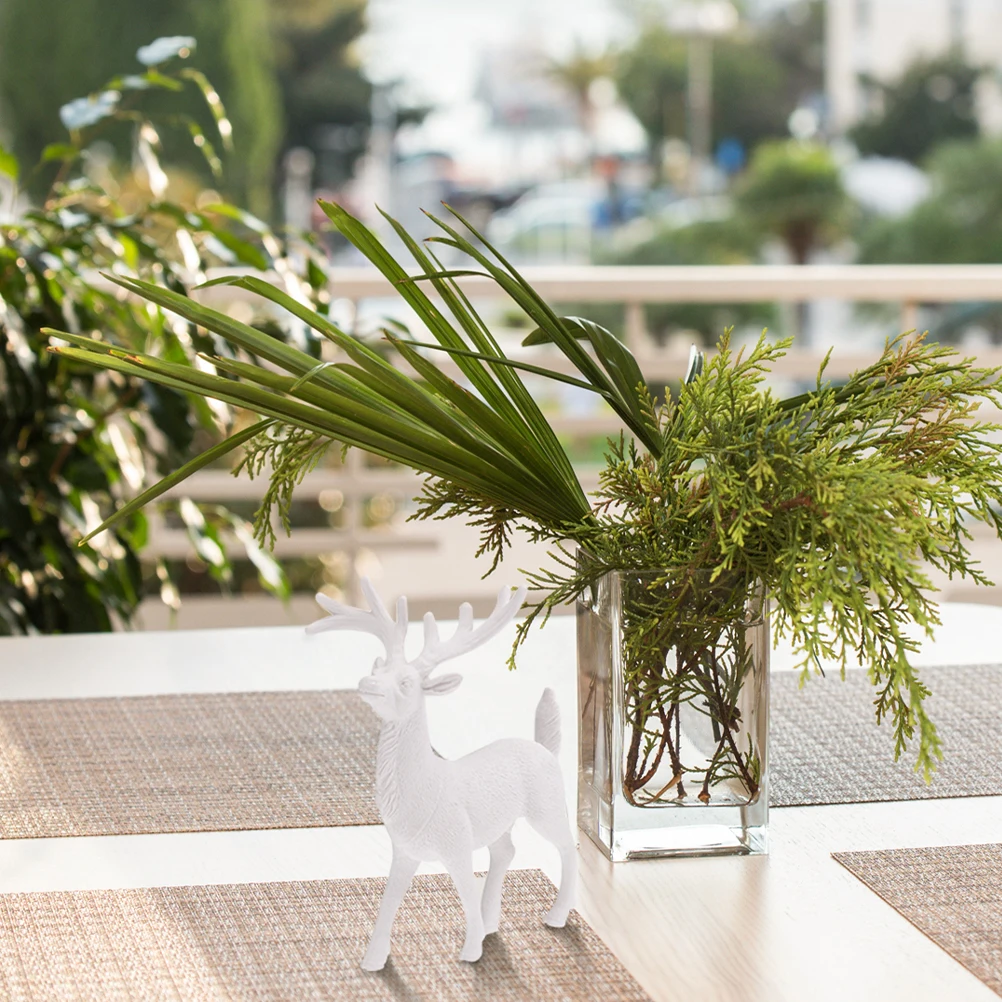 

5pcs White Reindeer 14Cm Christmas Deer Sculpture Plastic Holiday Decoration Table Cake Topper For Party Home Yard Xmas