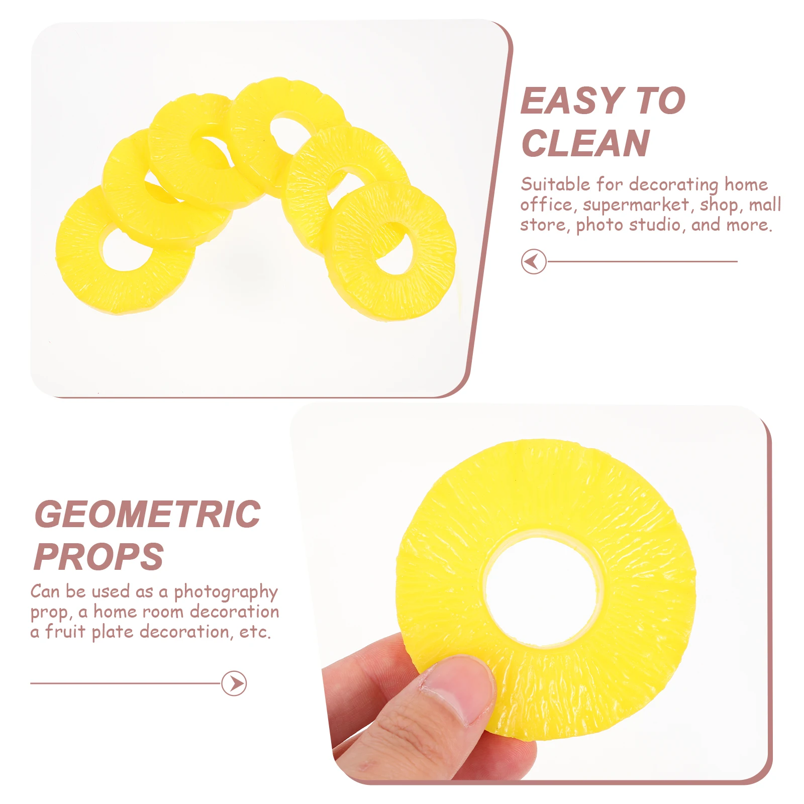 

6pcs Artificial Pineapple Slices Realistic Decoration Plastic Fruits Home Office Photo Studio Props Fruit Plate