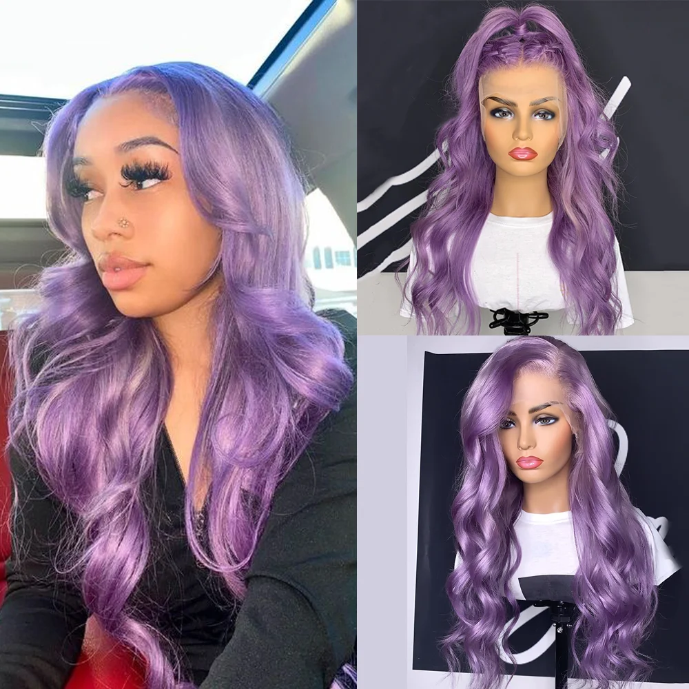 Purple Body Wave Lace Front Wig Human Hair Colored Human Hair Wigs For Women HD 13x4 Lace Frontal Wig Virgin Brazilian Hair