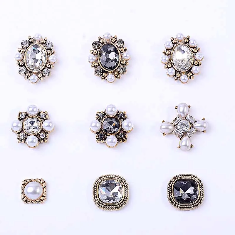 Vintage Alloy Rhinestone Flat Back Brooch Woven Garment Accessories Wedding Jewelry Accessories Button Bow Tie Hairpin Decor