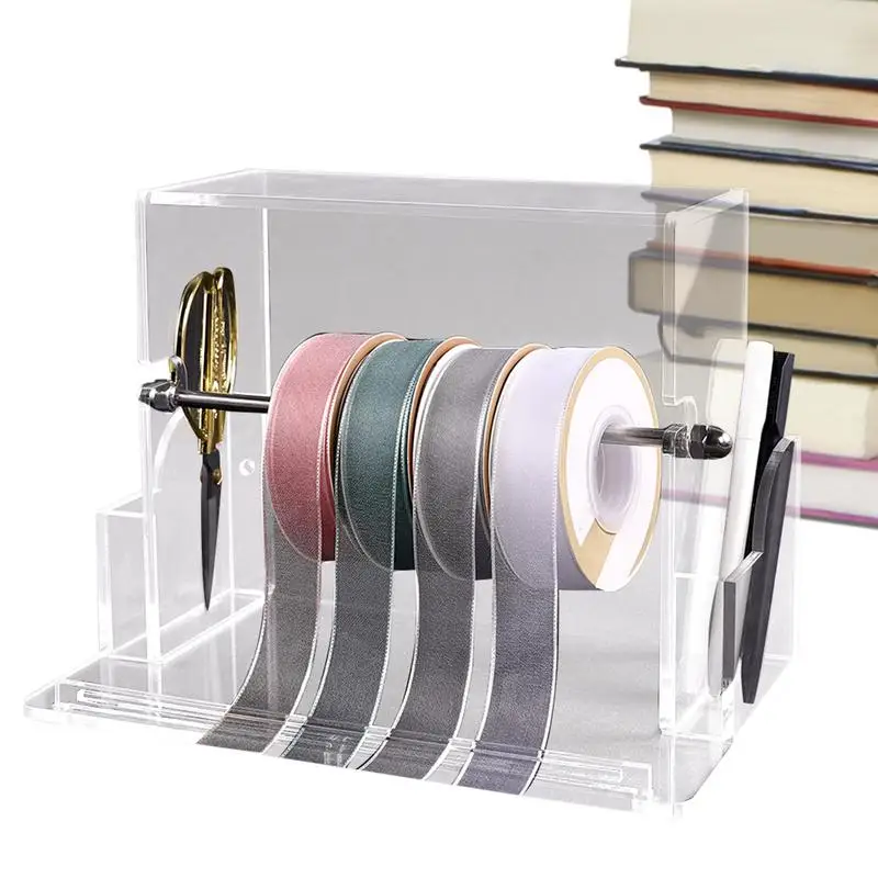 Ribbon Dispenser Clear Ribbon Storage Organizer Rack Multi Use Label Dispenser Sticker Holder Ribbon Organizer Rack For Craft