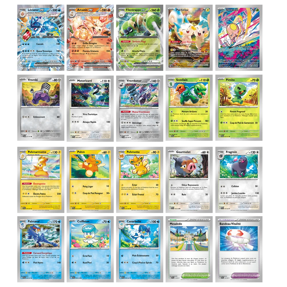 Pokemon Cards Game Collection para Crianças, Battle Trading Cards, Fusion Strike, Versão Francesa, V MAX Trainer, Brinquedo, 50-200Pcs