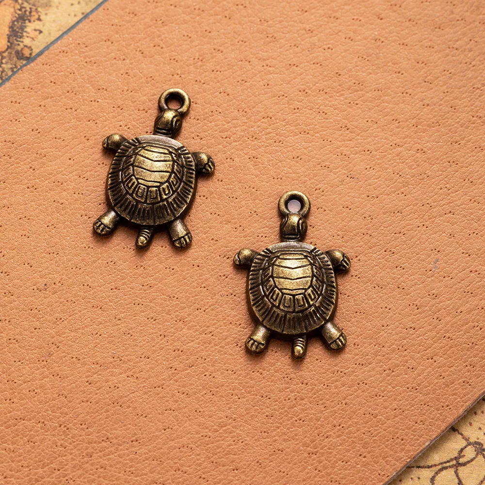 10Pcs 19*11mm Charms Ocean Turtle Sea Tortoise Antique Silver Color Pendants DIY Crafts Making Findings Handmade Tibetan Jewelry