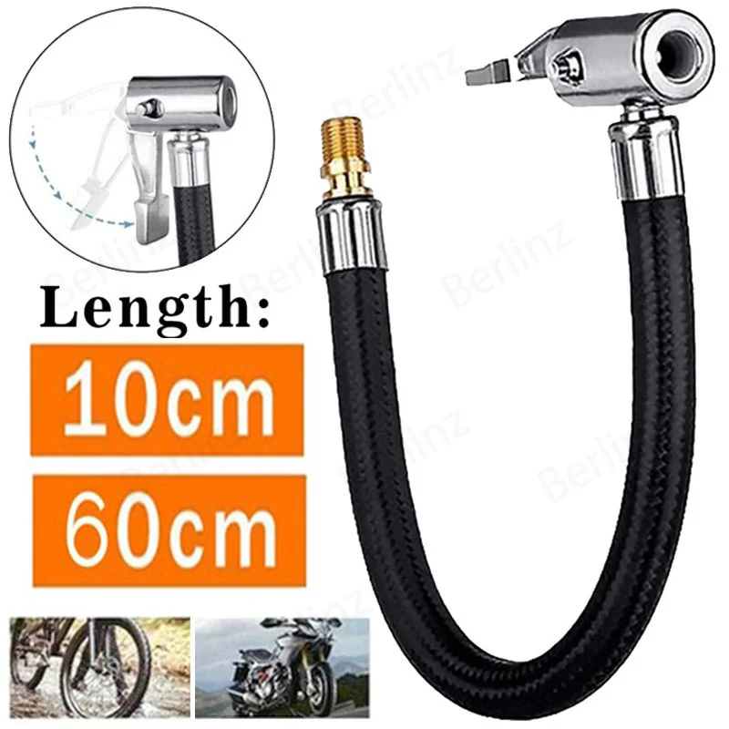 Car Tire Air Inflator Hose Inflatable Pump Extension Tube Adapter Twist Tyre Air Connection Locking Air Chuck Bike Motorcycle