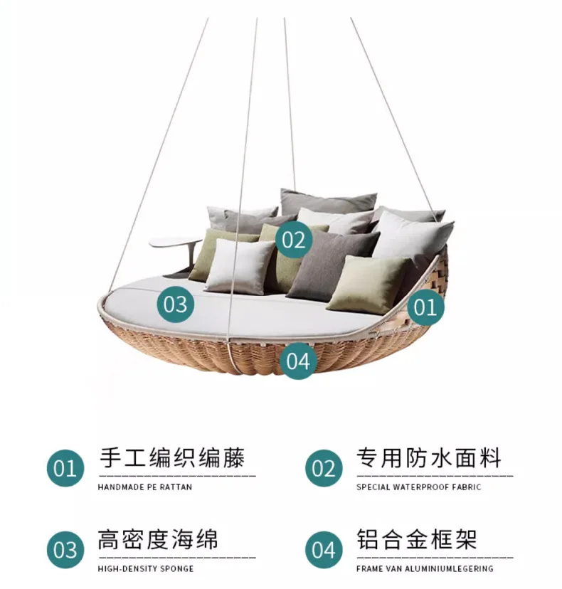 سرير فيلا خارجي قابل للتخصيص، فناء حديقة، كرسي من الخيزران، سرير فندقي وإفطار، سرير أريكة خارجي، سرير شمسي ترفيهي #5