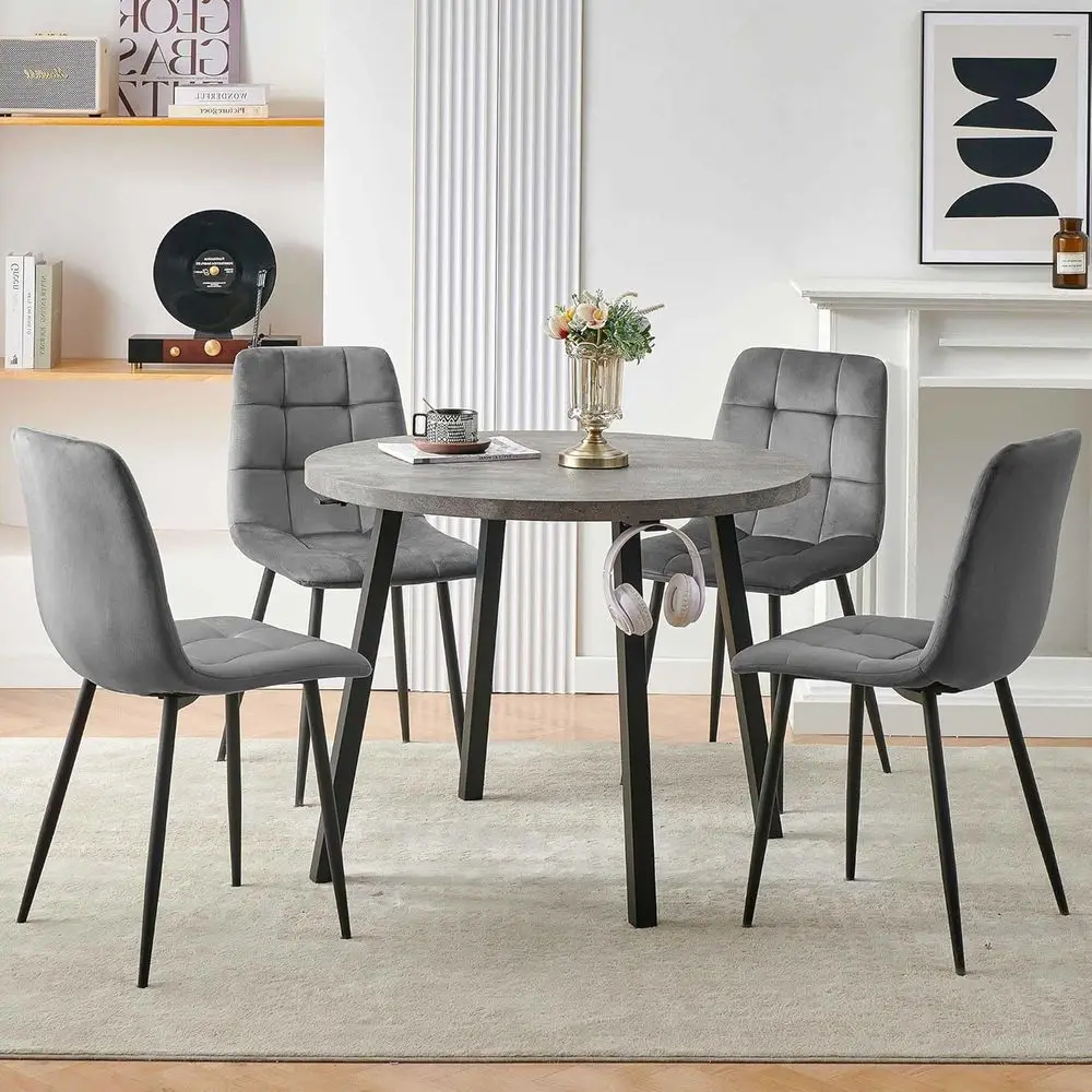 

4-Person Compact Dining Set - Grey Chairs Included, Ideal for Kitchen or Living Room