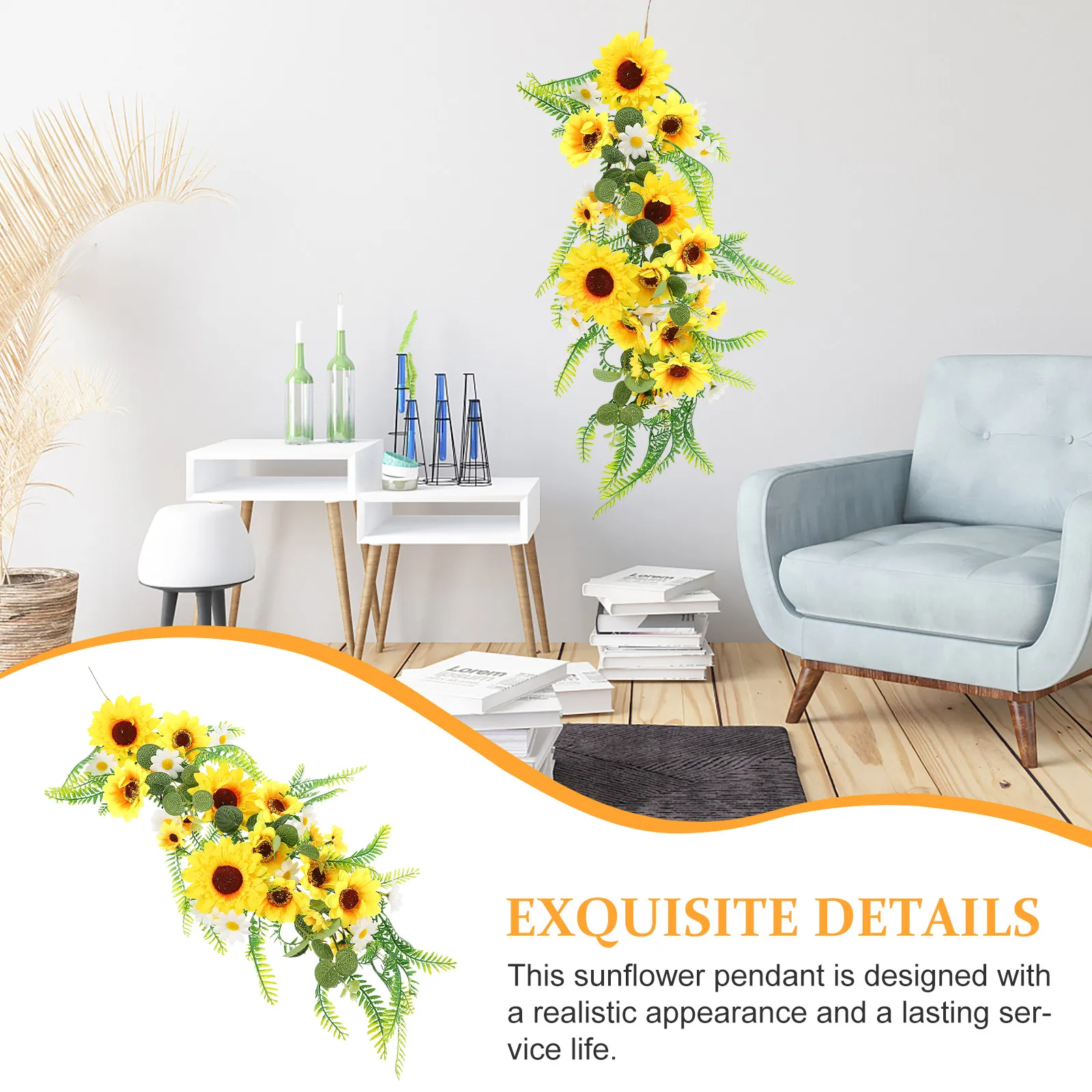 

Artificial Sunflower Decor 1 Strip Realistic Long Lasting Artificial Sunflower Wedding Decorative Flower