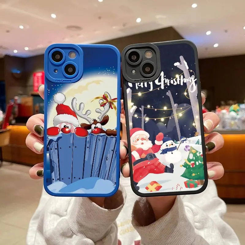 Simpatica custodia per telefono di buon natale per IPhone 14 7 8 Plus custodia morbida per regali di capodanno per Iphone 12 13 11 Pro XS MAX XR X