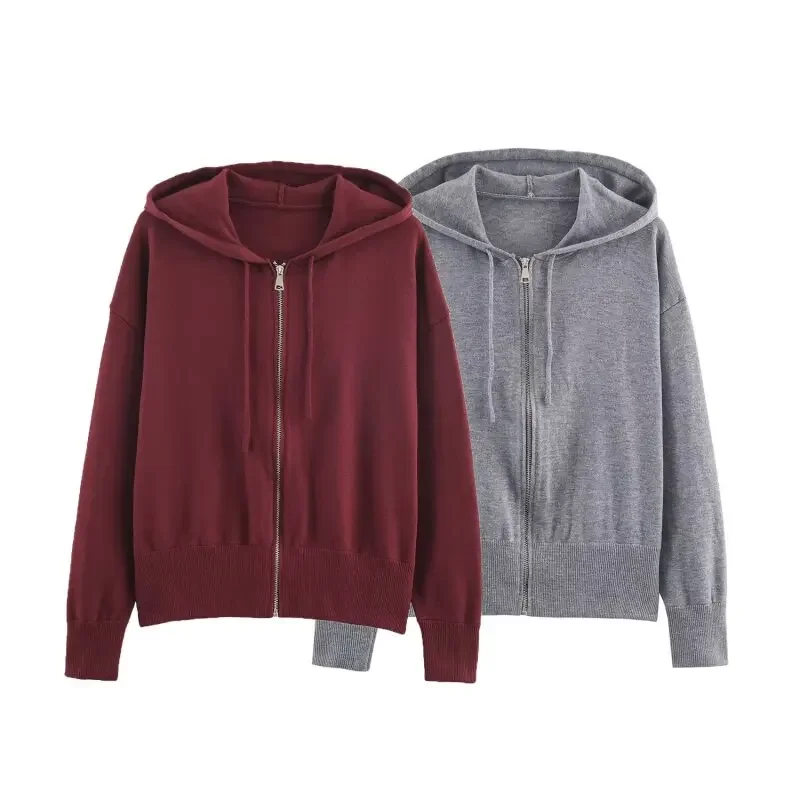 

Casual Hoodie Jacket Lady Warm Zipper Coat Hooded Fashionable Full Sleeves Loose Streetwear Tops Outerwear Solid Color