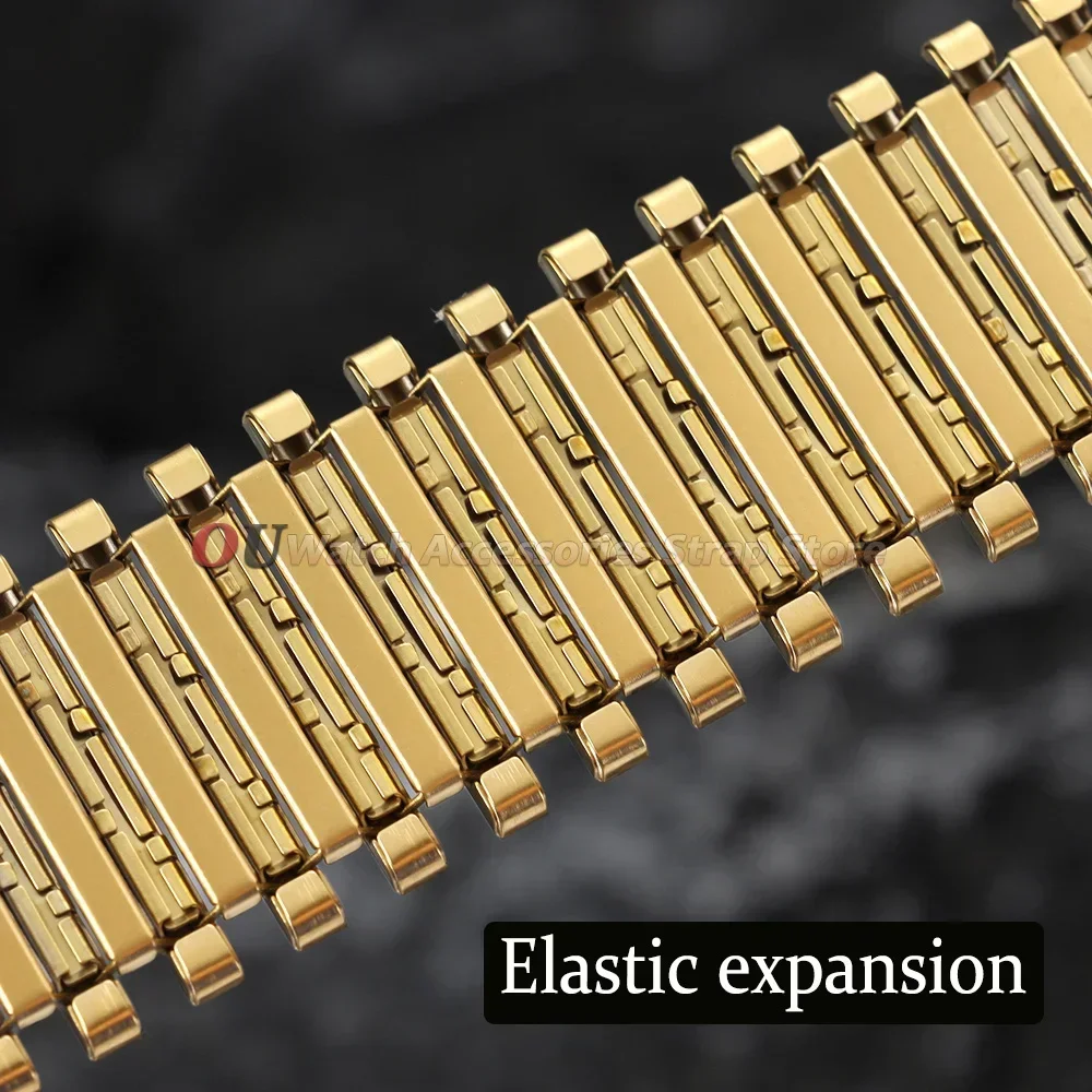 12mm 14mm 16mm 18mm 20mm 22mm Edelstahl Elastisches Uhrenarmband für Seiko Herren Damen Armband Silber Gold Metall Dehnbare Armbänder – Detail 4