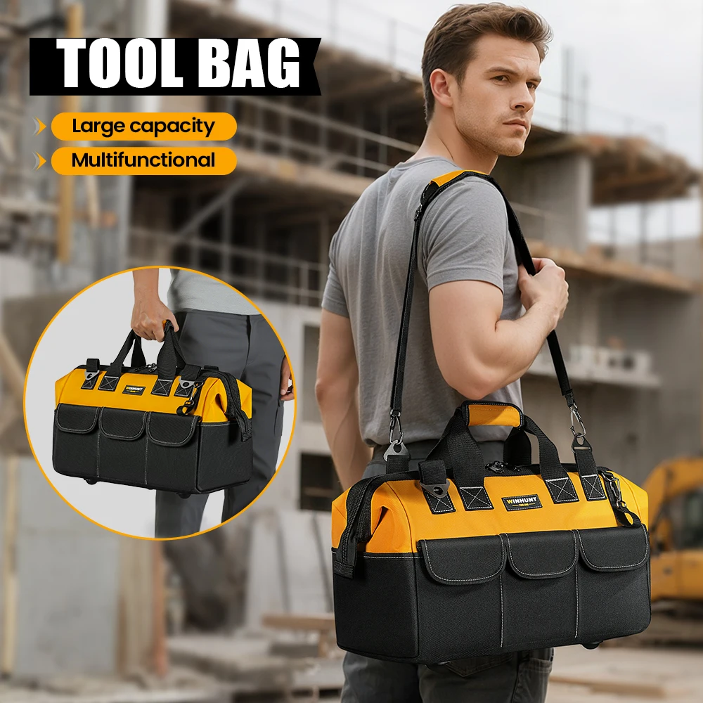 1Heavy Duty Tool Bag, 14-Pocket Portable Empty Tool Box Organizer Storage, Toolbox Organization With Adjustable Shoulder Strap