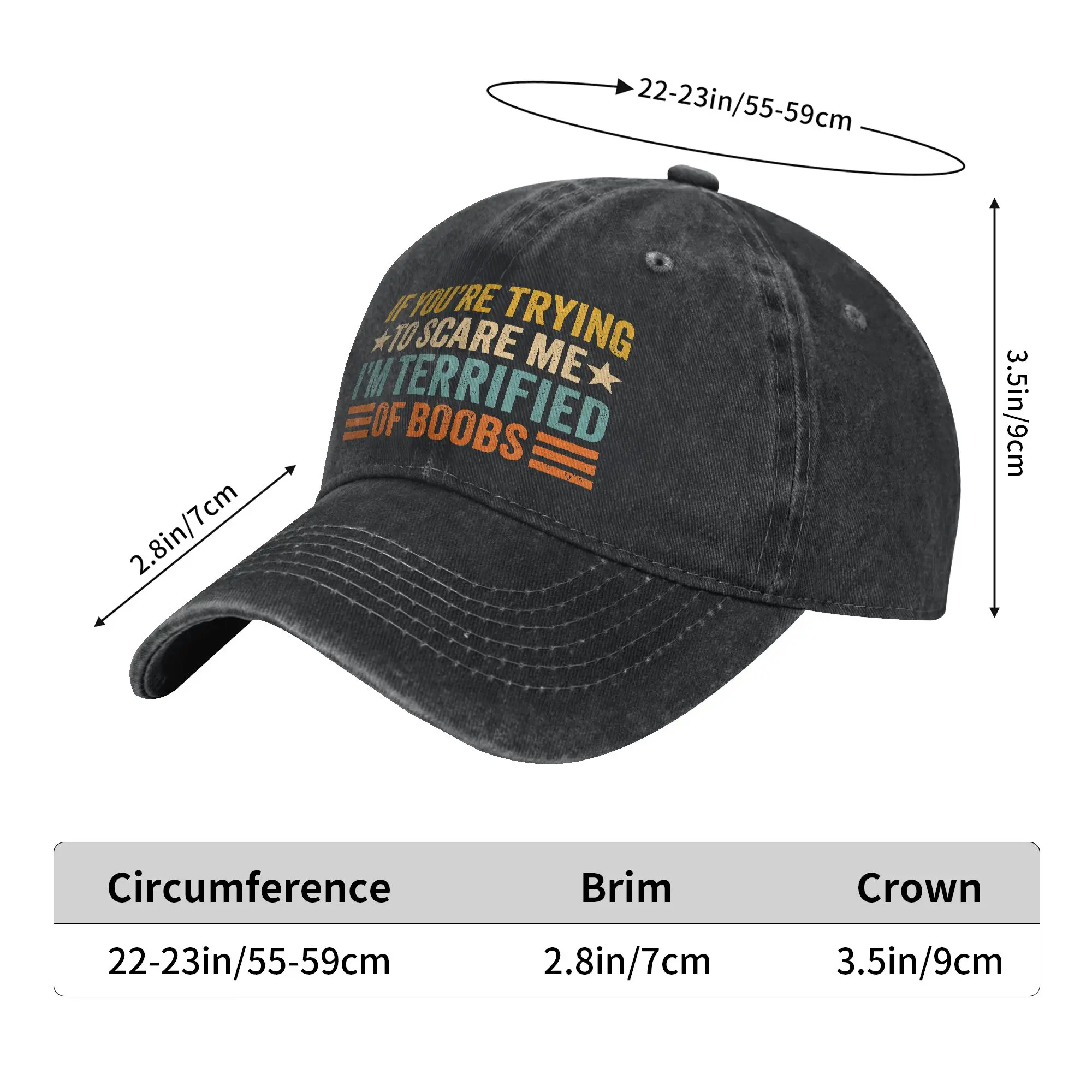If You're Trying to Scare Me I'm Terrified of Boobs Casual Baseball Cap For Men Adult Summer  Tennis Skate Hip Hop Hats Classic