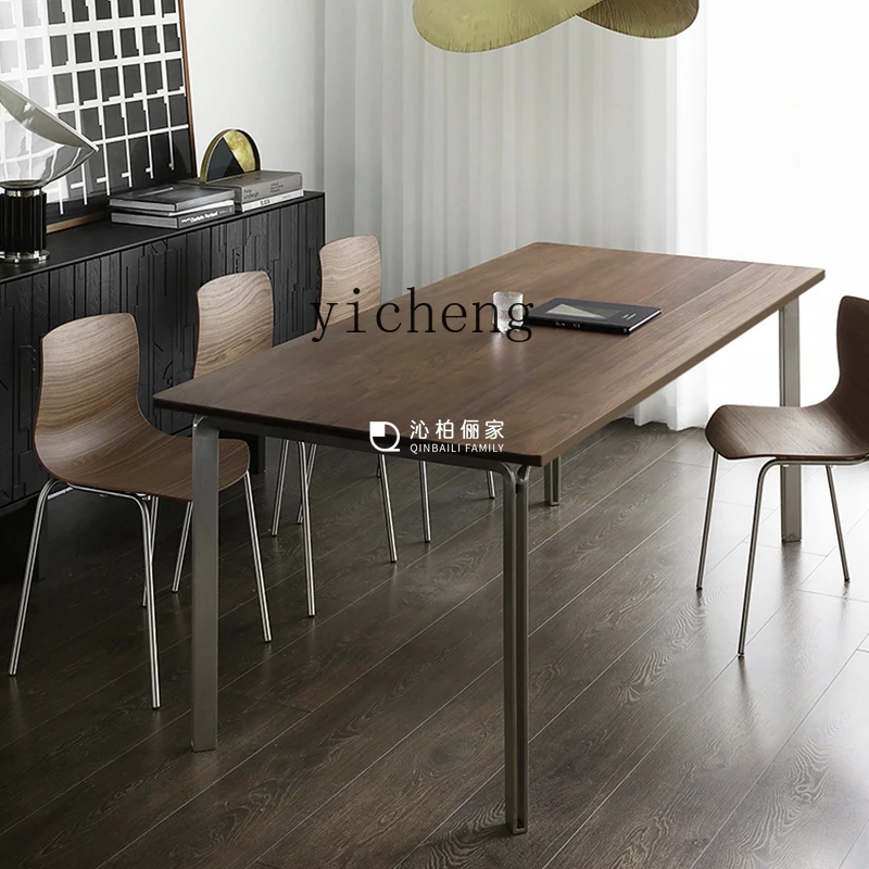

ZK medieval stainless steel long dining table light luxury meeting retro dining table ins multi-functional home desk