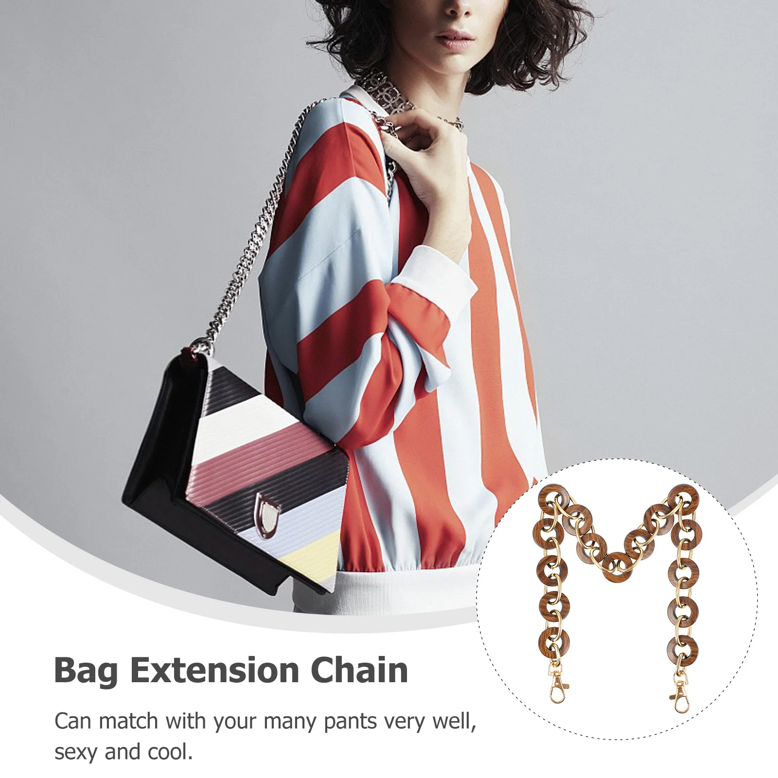 

1Pcs Round Chain DIY Bag Chain Replacement Lightweight Durable Classic Strap for Handbag Crossbody Shoulder Accessories