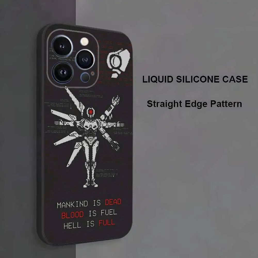 حافظة هاتف U-Ultrakill لهاتف iPhone 17,16,15,14,13,12,11، Pro Max، XS، X، XR، SE، Mini، 8، 7، غطاء أسود من السيليكون الناعم #6