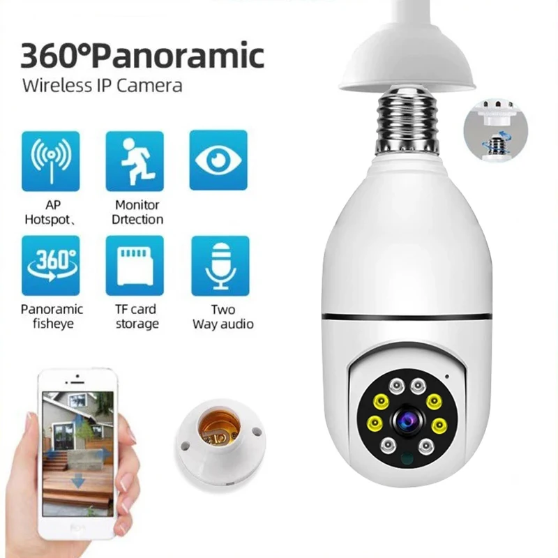 

2,4G E27 Лампочка Wi-Fi Камера Ночная версия Защита безопасности 360° ° IP Camara Vigilancia IR Умная домашняя пузырьковая камера видеонаблюдения