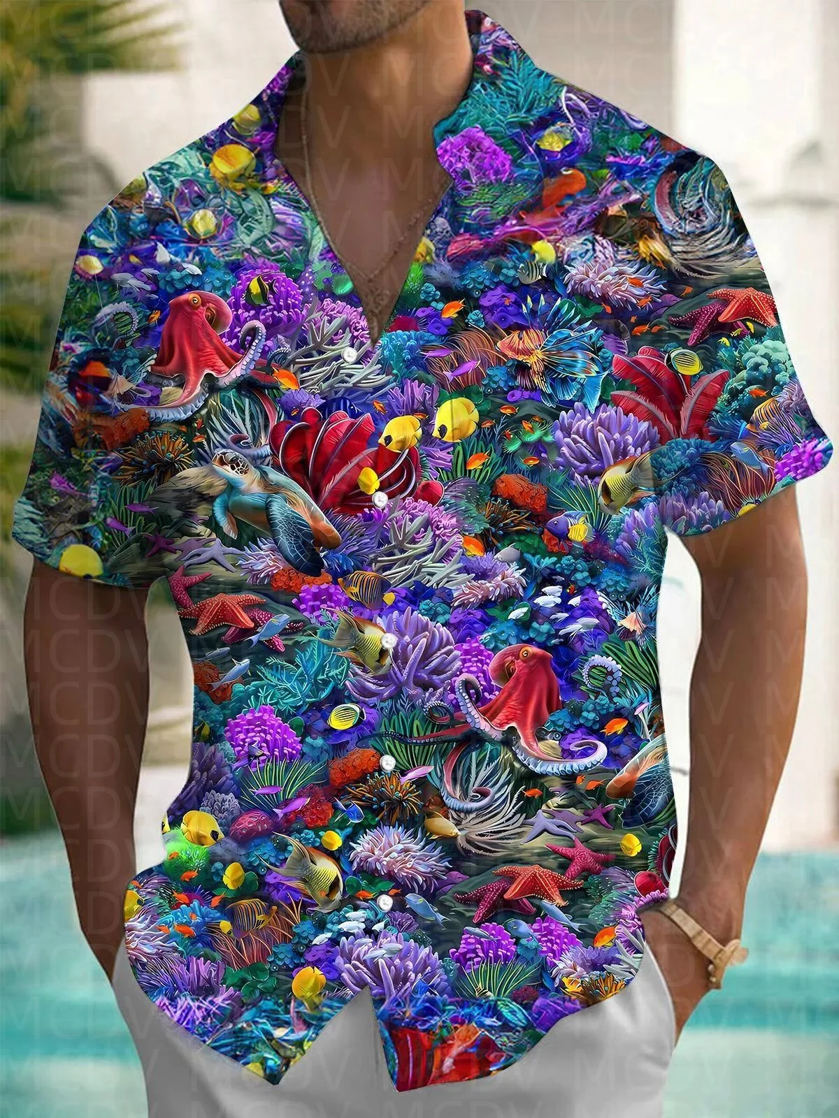 Train Pattern Men's Hawaiian Shirt Stretch Easy Care Camp Shirt Big Tall