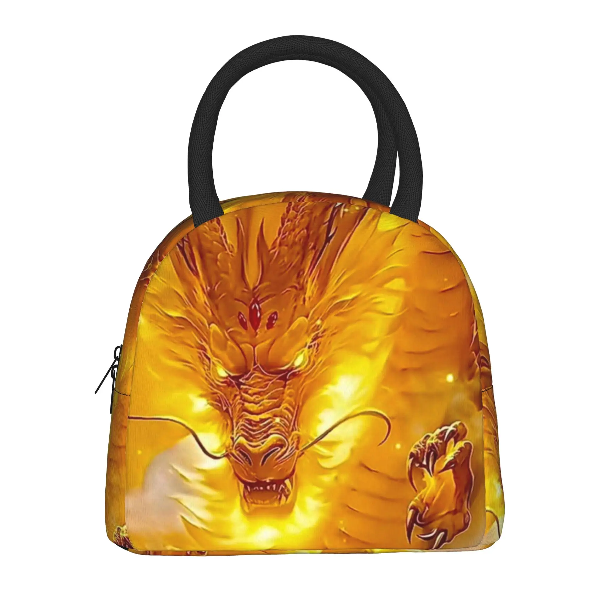 Back to school season  Snack Bag Golden Divine Chinese Dragon Washable Good Quality Portable Leakproof Lunch Bag