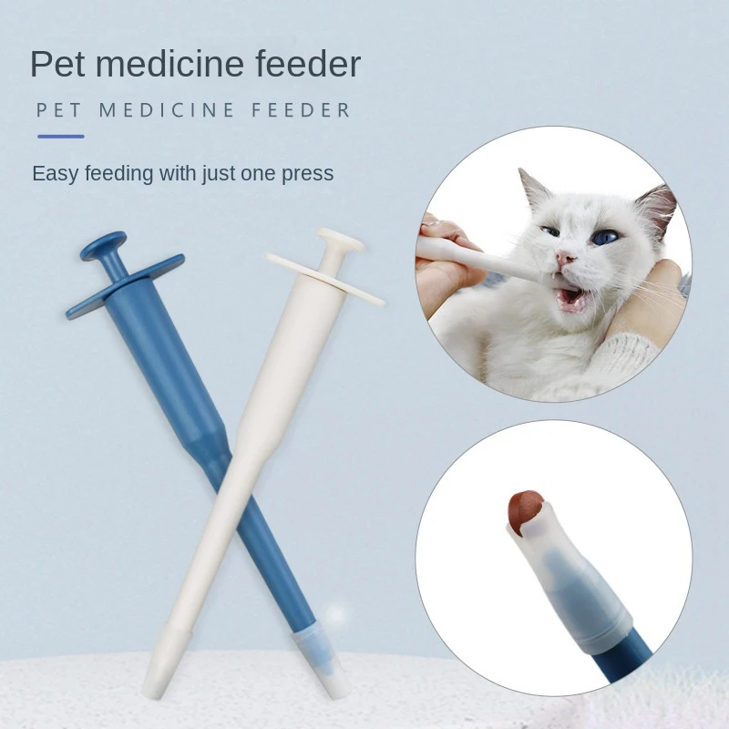 Pet Side Grip Feed Medication Utensil Integrated Dog Medicine-Feeding Rod Feeder-Border